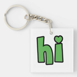 Neon Hello, Heart Included 🌿 Glow-in-the-Dark "Hi Key Ring