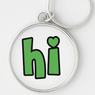 Neon Hello, Heart Included 🌿 Glow-in-the-Dark "Hi Key Ring