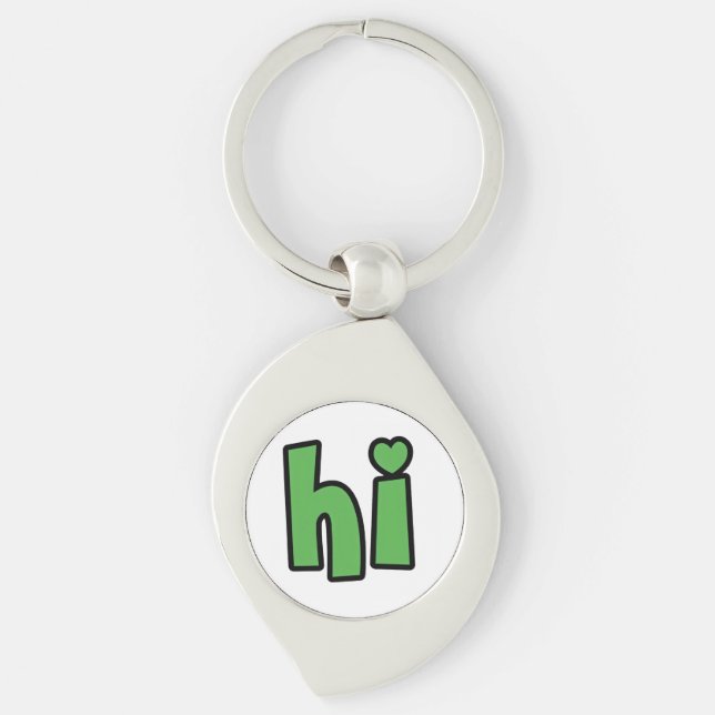 Neon Hello, Heart Included 🌿 Glow-in-the-Dark "Hi Key Ring (Front)