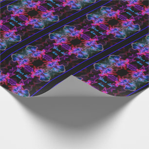 Neon Hibiscus Abstract Flower Art Personalised Wrapping Paper