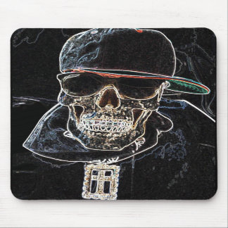 Neon Hip Hop Skull Mousepad