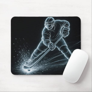 Neon Hockey Player On Ice Mouse Pad