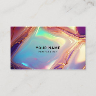 Neon Holographic Textures Modern Business Card