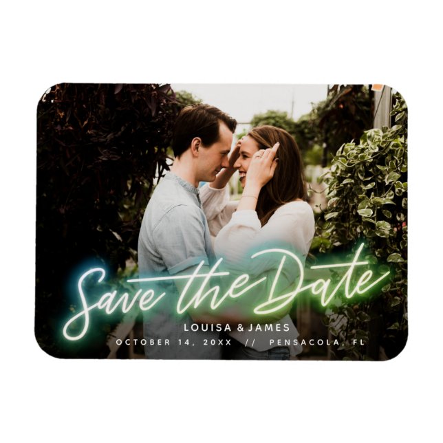 Neon Horizontal Photo Save the Date Magnet (Horizontal)