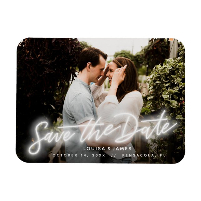 Neon Horizontal Photo Save the Date Magnet (Horizontal)