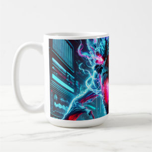 Neon Horror Monster Glowing Eyes Cyberpunk Dark Fa Coffee Mug