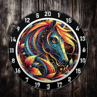 Neon Horse Gallop Through Paradise Dartboard