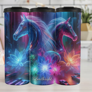 Neon Horse Lotus Cityscape Vision Thermal Tumbler