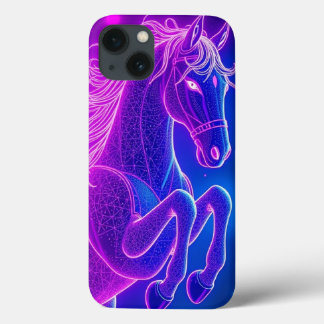 Neon Horse Outline Graphic Art –Mobile iPhone 13 Case