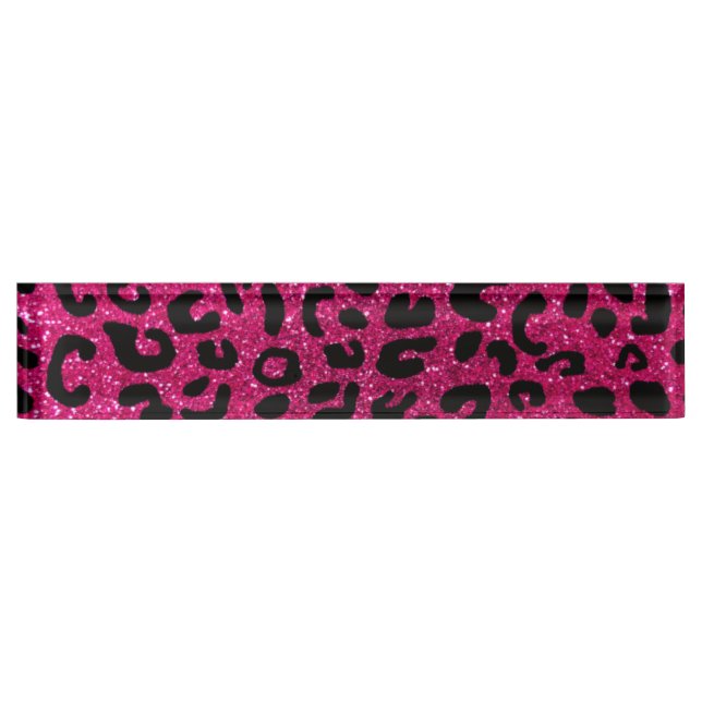 Neon hot pink cheetah print pattern nameplate (Front)