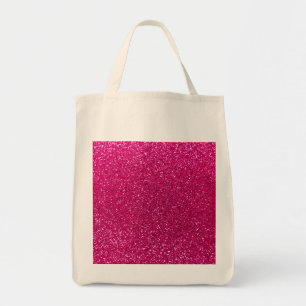 Neon hot pink glitter tote bag