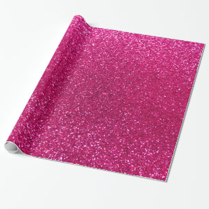 Neon hot pink glitter wrapping paper