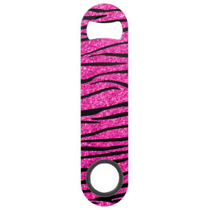 Neon hot pink glitter zebra stripes
