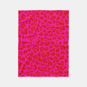 Neon hot pink leopard print pattern fleece blanket