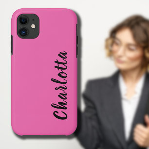 Neon Hot Pink Solid Colour   Custom Personalise iPhone 11 Case