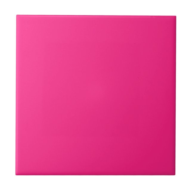 Neon Hot Pink Solid Colour Elegant Minimalist Ceramic Tile (Front)