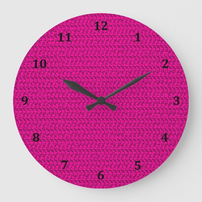 Neon Hot Pink Weave Mesh Look Large Clock (Front)