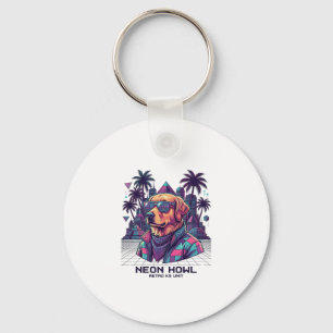 Neon Howl Retro K9 Unit Dog Sunglasses Palm Tree_1 Key Ring