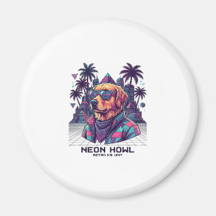 Neon Howl Retro K9 Unit Dog Sunglasses Palm Tree_1 Magnet