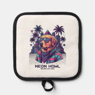 Neon Howl Retro K9 Unit Dog Sunglasses Palm Tree_1 Pot Holder