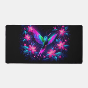 Neon Hummingbird, Eye-Catching Neon Animals Desk Mat