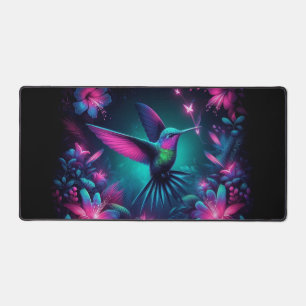 Neon Hummingbird, Eye-Catching Neon Animals Desk Mat