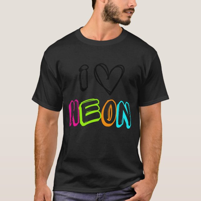 Neon I Heart Neon BLACK T-Shirt (Front)