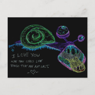 Neon I Love You Snail Postcard