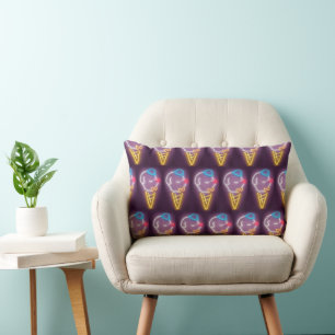 Neon Ice Cream Dog Lumbar Cushion