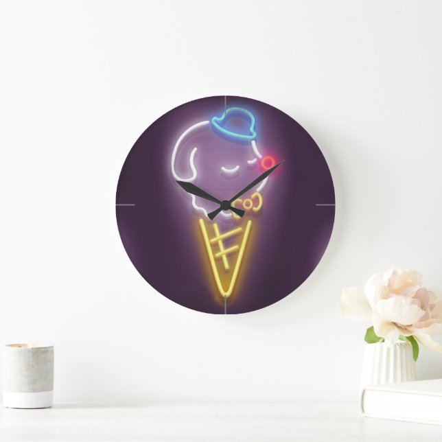 Neon Ice Cream Large Clock (Home)