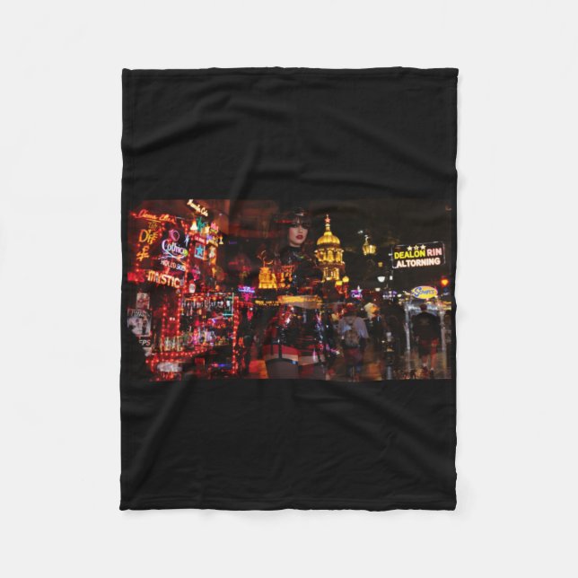 Neon Illusion Between Reality And Fantasy Sticker  Fleece Blanket (Front)