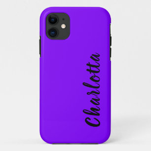 Neon Indigo Solid Colour   Custom Personalise iPhone 11 Case