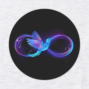 Neon Infinity Symbol with Glowing Hummingbird
