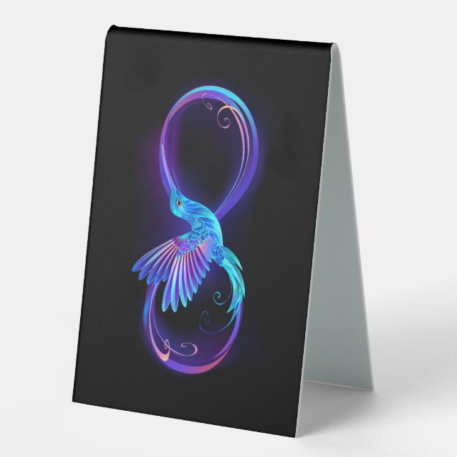 Neon Infinity Symbol with Glowing Hummingbird (Front)