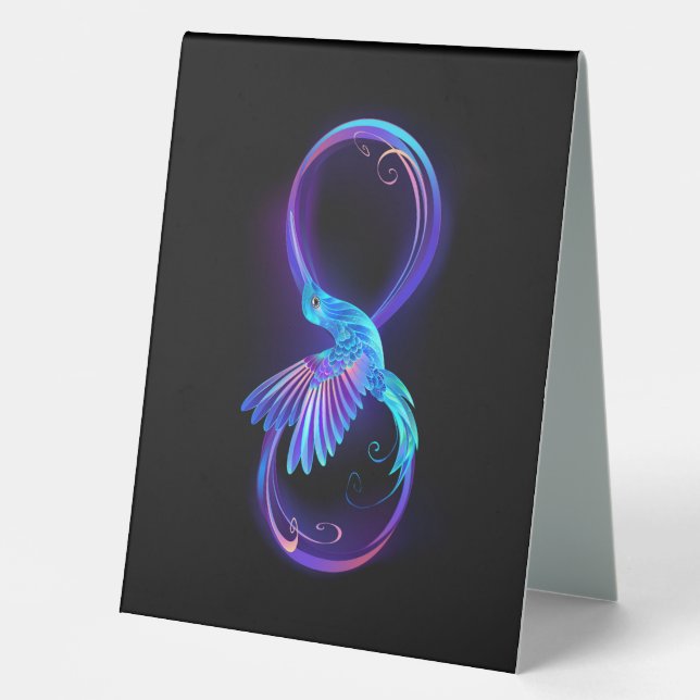 Neon Infinity Symbol with Glowing Hummingbird (Front)