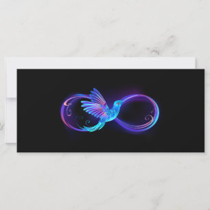 Neon Infinity Symbol with Glowing Hummingbird