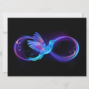 Neon Infinity Symbol with Glowing Hummingbird