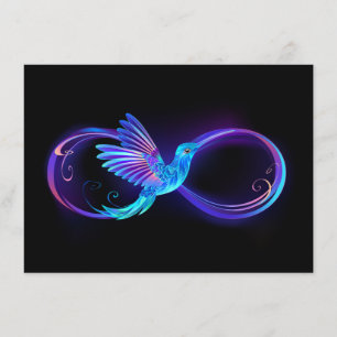 Neon Infinity Symbol with Glowing Hummingbird Advice Card