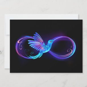 Neon Infinity Symbol with Glowing Hummingbird Advice Card