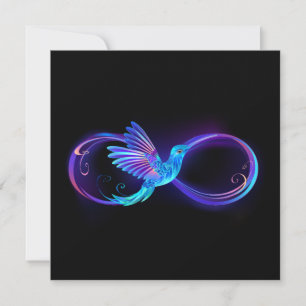 Neon Infinity Symbol with Glowing Hummingbird Announcement