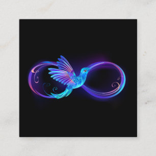 Neon Infinity Symbol with Glowing Hummingbird Appointment Card