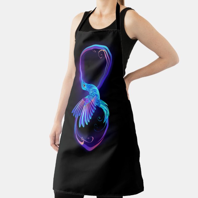 Neon Infinity Symbol with Glowing Hummingbird Apron (Insitu)