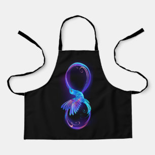 Neon Infinity Symbol with Glowing Hummingbird Apron