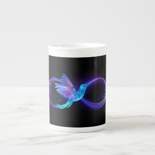 Neon Infinity Symbol with Glowing Hummingbird Bone China Mug