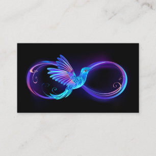 Neon Infinity Symbol with Glowing Hummingbird Business Card