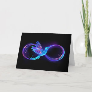 Neon Infinity Symbol with Glowing Hummingbird Card