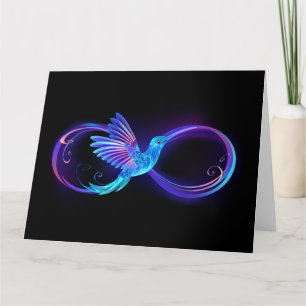 Neon Infinity Symbol with Glowing Hummingbird Card