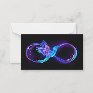 Neon Infinity Symbol with Glowing Hummingbird Card