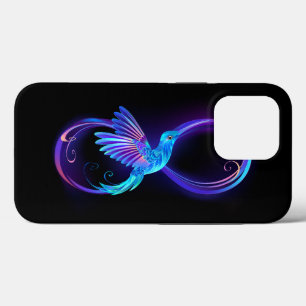 Neon Infinity Symbol with Glowing Hummingbird iPhone 13 Pro Case