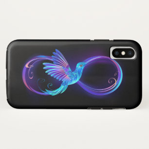 Neon Infinity Symbol with Glowing Hummingbird iPhone X Case